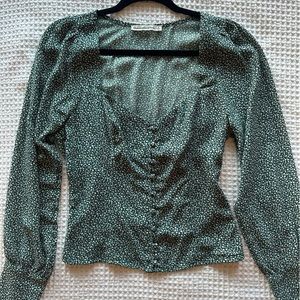 Abercrombie green floral blouse